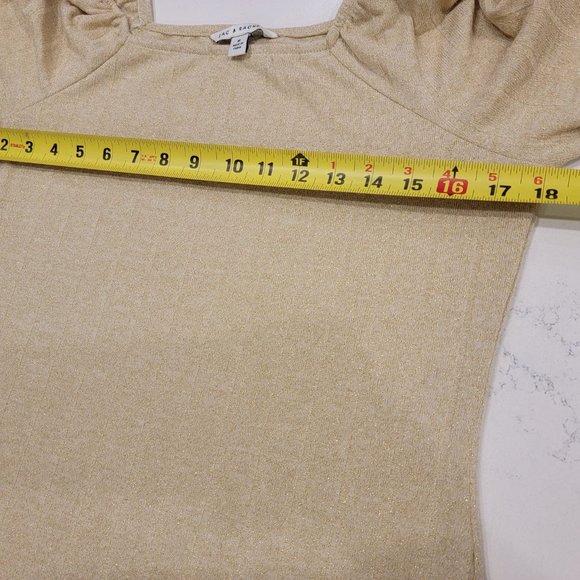 New Zac & Rachel Shirred Square Neck Bodice Top White Swan with Gold Lurex M - Picture 12 of 14